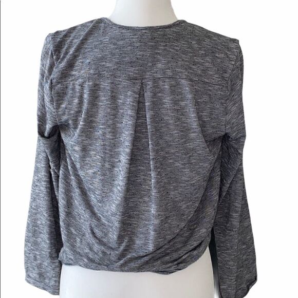 Max Studio Button Down Gray Front Tie Small Relax Fit Casual Lightweight - Picture 3 of 9